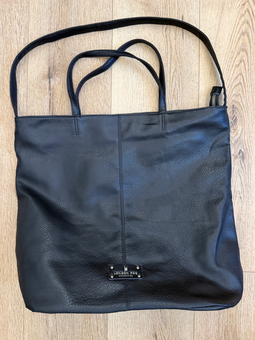 London Fog Black Leather Tote Bag